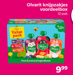  olvarit babyvoeding 12 pack smoothie 4x forest fruit banana kiwi strawberry coconut milk 4 knijpzakjes pak added sugar natural ingredients 