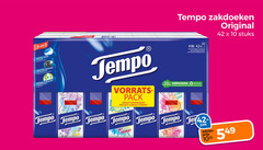  tempo zakdoeken 1 3 4 10 42 sa original stuks pack grootverpakking grand format dermatologisch getest dermatologiquement pak 