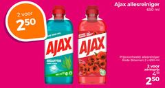  ajax allesreiniger 2 99 240 250 650 ml vuil intense eucalyptus dubbele fleurs oorsprong rode bloemen 
