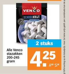  2 50 venco enige schoolkrijt zacht zoet 2e halve combinatie stazakken stuks 