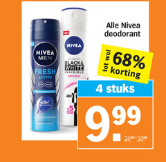  nivea deodorant 2 4 men fresh active aluminium protection sting 5-in-1 anti transpirant black white invisible original stuks 
