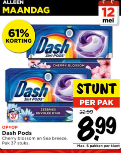  dash wasmiddel 6 12 maandag cherry blossom sea breeze pak stuks pakken 
