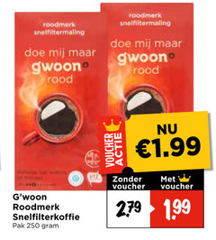  gwoon koffie 250 roodmerk rood snelfiltermaling snelfilterkoffie pak voucher 