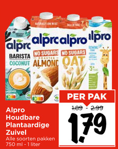  alpro soja melk 1 750 naturally barista sugars coconut almond houdbare plantaardige zuivel soorten pakken ml liter pak 