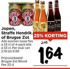  jopen brugse zot straffe hendrik speciaalbieren 3 4 25 33 open soorten fles pack blik stuk blond 