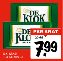de klok per krat klo 24x300 ml -bier 10.65 7.99