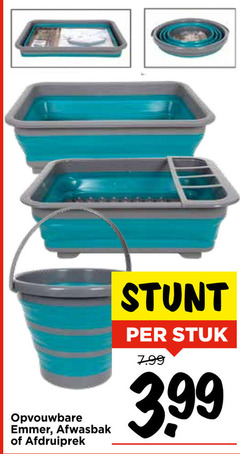  opvouwbare emmer afwasbak afdruiprek stuk 3.99 
