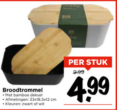  broodtrommel bamboe deksel cm kleuren zwart wit stuk 