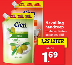  cien handzeep xxl hand wash olive for smooth soft navulling kokos olijf 1 25 liter pack 