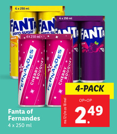  fernandes fanta frisdrank 4 12 18 250 ml zero sugar lemon cherry bouquet pack 