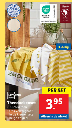  3 100 hohenstein green supporting initiative cotton africa delig lemon la vita livarno home theedoekenset katoen kleurensets beige geel 