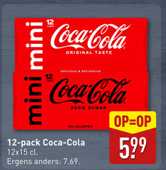  coca-cola cola 12 mini coca original taste refreshing zero sugar calories pack ergens 