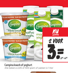  campina kwark yoghurt 1 2 225 500 rijk planet proof anno milde vleugje vanille naturel bekers pakken liter 