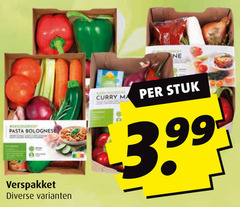 groentenpakket pasta bolognese verspakket curry stuk 3.99 