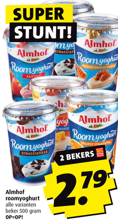  almhof vruchtenyoghurt 2 10 500 super room yoghurt aardbei griekse honing stracciatella roomyoghurt beker mango spaanse sinaasappel bekers 