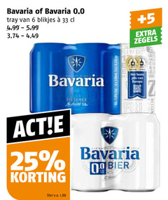  bavaria blikjes bier 6 25 33 0.0 tray 5 zegels liter v.a. pilsener joan pils europa 