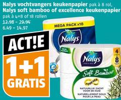 nalys keukenpapier 1 8 18 vochtvangers pak rol soft bamboo excellence rollen mega pack x18 forever natuurlijk zacht huid naturellement doux pour la peau 