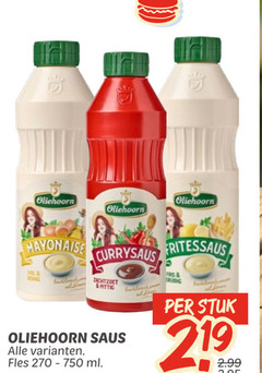  oliehoorn fritessaus snacksaus mayonaise 219 750 currysaus pittig saus fles ml fris stuk 
