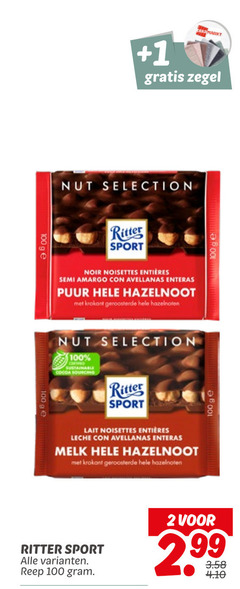  ritter sport chocolade 2 100 500 1 zegel selection noir noisettes semi amargo avellanas enteras puur hazelnoot krokant geroosterde hazelnoten cocoa lait leche melk ge reep 