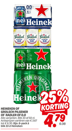  heineken 0.0 grolsch blikjes bier 6 25 33 50 00 beer pack radler wit to orig original diplome honneur reine pilsener blik varieeren 