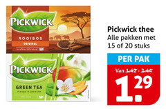  pickwick thee 15 20 100 rooibos original caffeine natural green tea mango jasmine pakken stuks pak 