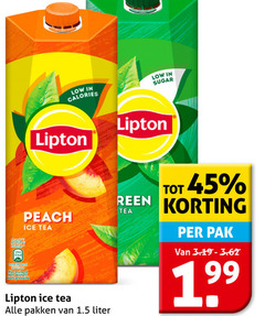  lipton ice tea 45 calories sugar peach pakken liter pak 