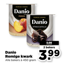  danone danio kwark 2 450 romige perzik stracciatella bekers 3.99 