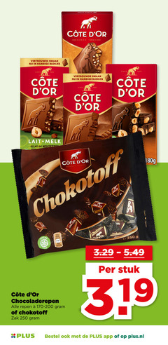  cote d or chokotoff chocolade 2 45 100 250 vertrouwde blokjes since lait melk cocoa live chocoladerepen repen zak stuk plus.nl 