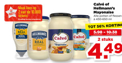  hellmans calve mayonaise 2 60 100 party kans 10.000 tickets actieproducten same real recycled pet licht romig minder vet potten flessen ml stuks 