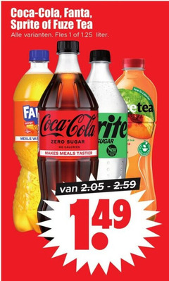  coca-cola fanta fuze tea sprite frisdrank ice cola 1 coca fles liter meals wa zero sugar calories new 