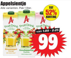  appelsientje fruitdrank 1 40 99 pak liter aa fruit drink vleugje zuivel sinaasappel goudappeltje orange minder suiker pomme volle fruitige 