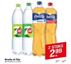  7-up rivella frisdrank 2 refreshing lemon lime taste up zero sugar flessen 1 5 liter original licht sprankelend cranberry stuks 