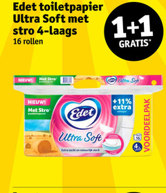  edet toiletpapier 1 4 11 16 ultra soft stro rollen velletjes zacht natuurlijk 