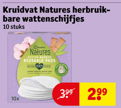  kruidvat huismerk wattenschijfjes 10 100 natures stuks cotton bamboo pads natural origin make up remover 10x 