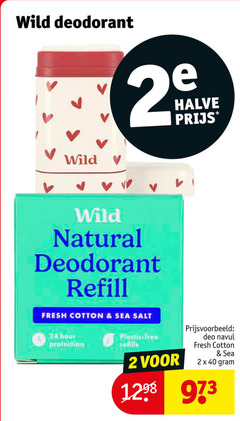  deodorant 2 24 40 wild halve natural fresh cotton sea salt hour protection plastic free refills deo navul 