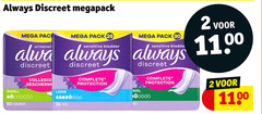  always maandverband inlegkruisjes 2 26 30 50 discreet megapack mega pack sensitive small bescherming verbanden pads protection mal 