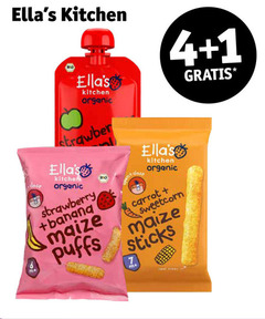  ellas kitchen babyvoeding 1 4 6 7 organic strawberry maize banana puffs opent carrot sticks 