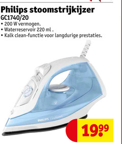  20 200 philips stoomstrijkijzer vermogen waterreservoir ml kalk clean functie prestaties easyspeed 