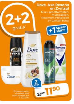  rexona dove axe douchegel deodorant 2 4 24 225 zwitsal grootformaten multipakken protection baby spaar 1 punt black nourishing care advanced 72h silky douche ml 