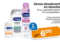  sanex deodorant douchegel 1 2 6 200 600 men dermo douche grootformaten multipakken deospray invisible ml zero 