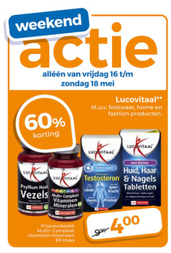  1 16 18 60 weekend vrijdag lucovitaal footwear home fashion vitaal psyllium huid haar testosteron nagels vezels multi libido spier tabletten kracht vitaminen haren prostaat mineralen stuks 