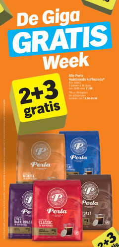  perla koffiepads 2 3 5 6 10 36 60 combinatie productvarianten combineren giga week huisblends classic zakken stuks m.u.v biologisch varieeren dark roast mg 