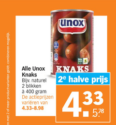  unox knakworsten 2 400 knaks naturel blikken varieeren 2e halve productvarianten combineren 