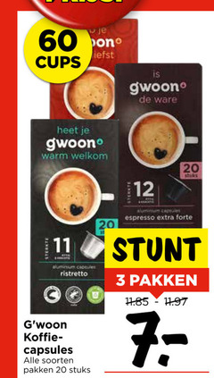  gwoon koffiecups 3 7 11 12 20 60 one cups warm ware stuks aluminium capsules espresso forte ristretto pakken koffie soorten 