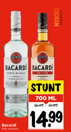  bacardi rum 25 700 carta blanca santiago soorten spiced ml white nix18 jaar 