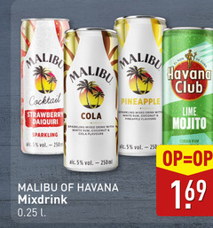  5 cocktail strawberry daiquiri sparkling malie malibu cola mixed drink with white rum coconut flavours 250ml havana mixdrink 0.25 l pineapple cuba club lime mojito 
