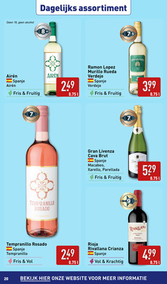  rose rode wijn witte 7 9 18 20 80 2020 2022 dagelijks assortiment alcohol hamersma spanje fris fruitig vino tempranillo rosado ramon lopez murillo rueda cava brut macabeo crianza rioja bodegas la bekijk 