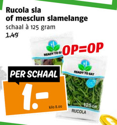  rucola sla mesclun slamelange schaal ready to kilo 
