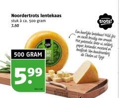  noordertrots kaas 500 lentekaas stuk ca. trots kilo noorder mild fris zacht kruidig peterselie lente ui selderij peper koriander mosterd knoflook kaasboerderij deelen 