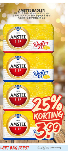  amstel radler bier 6 25 33 1870 blik varieeren 3.99 pack citroen 0.0 bieren traditie 2.0 bbq feest eten 